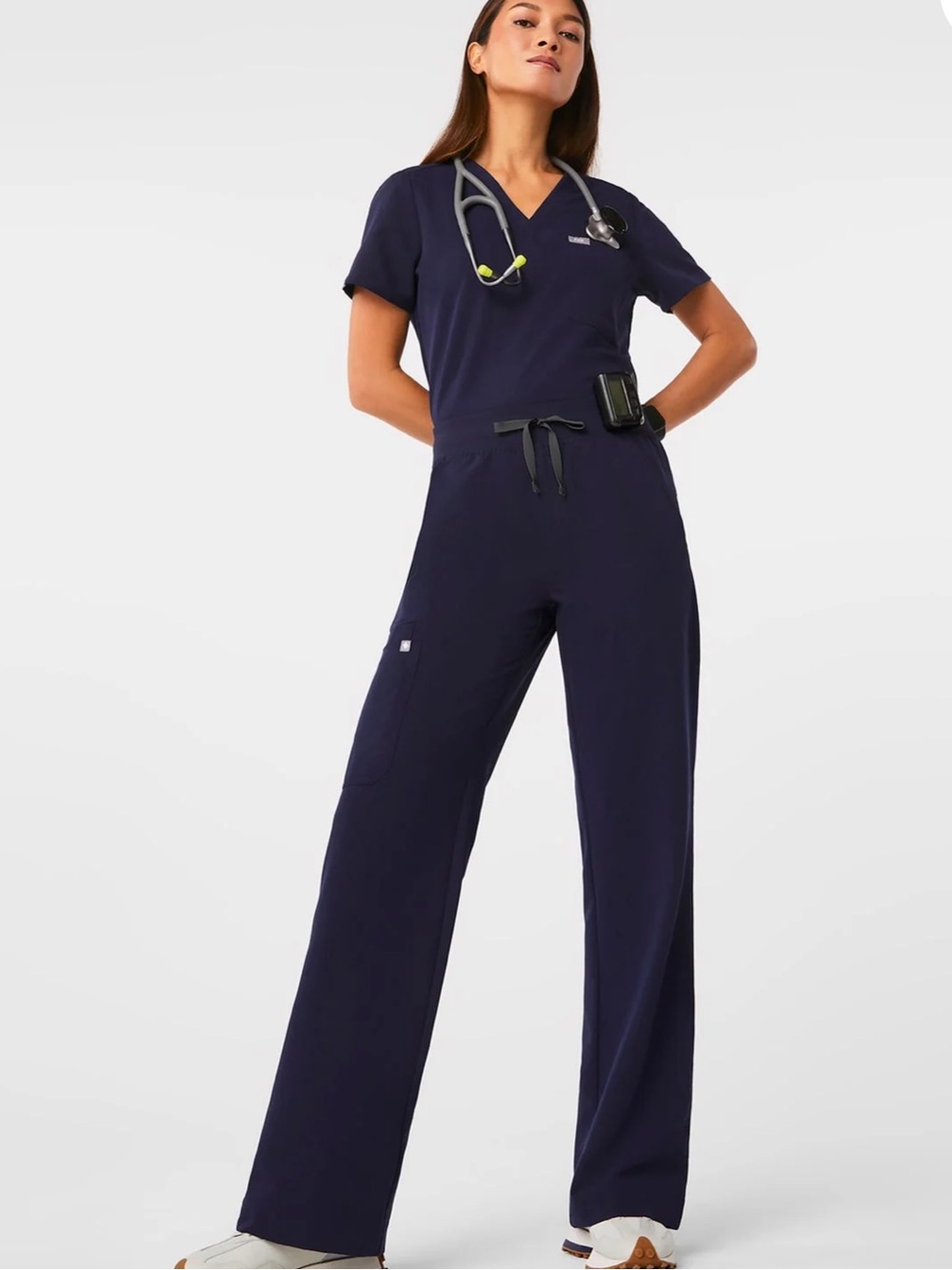 Figs Women's Navy Wide-Leg Scrub Jumpsuit